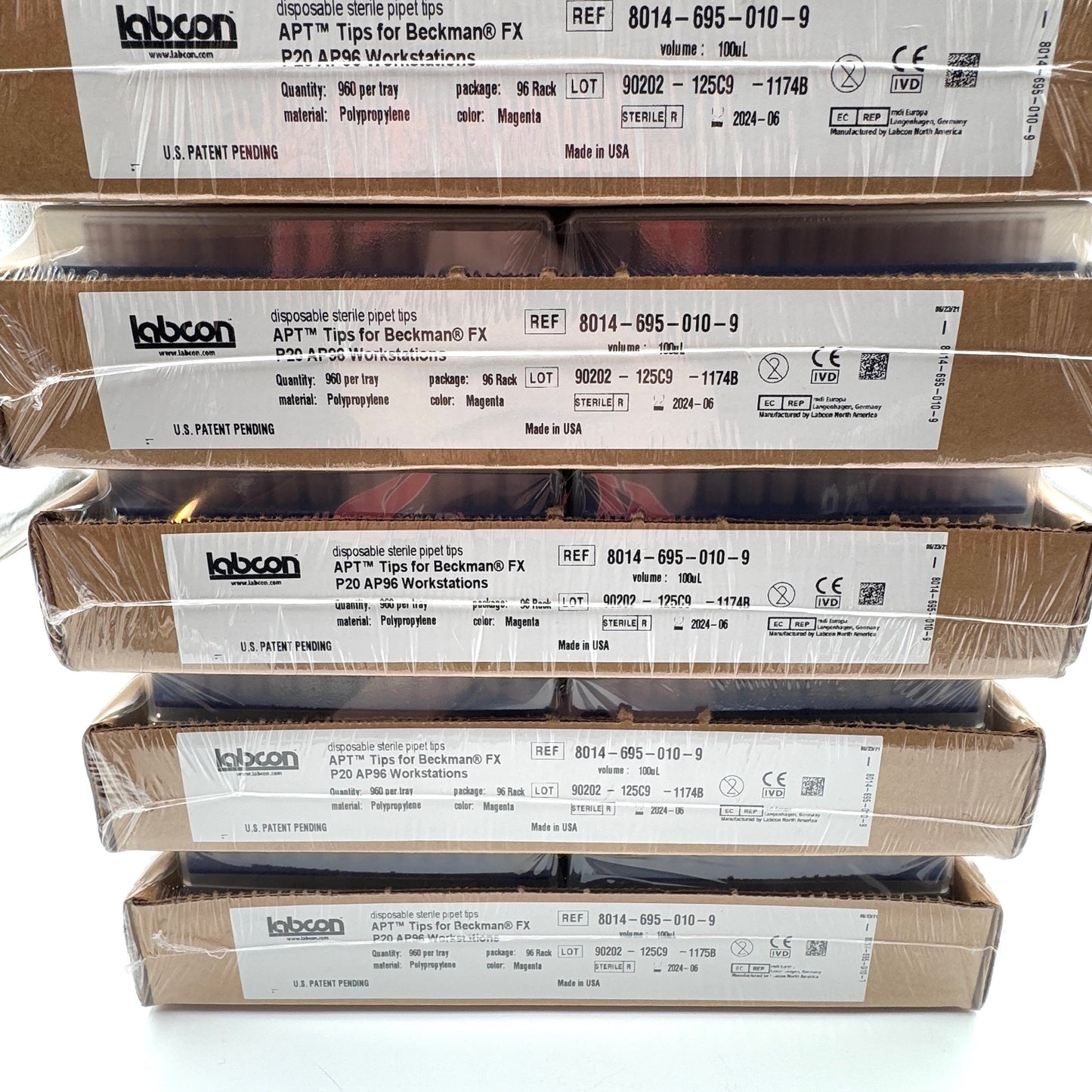 Labcon APT Tips for Beckman FX P20 AP96 Workstations - 100uL - 9 Packs of 10 Trays Each