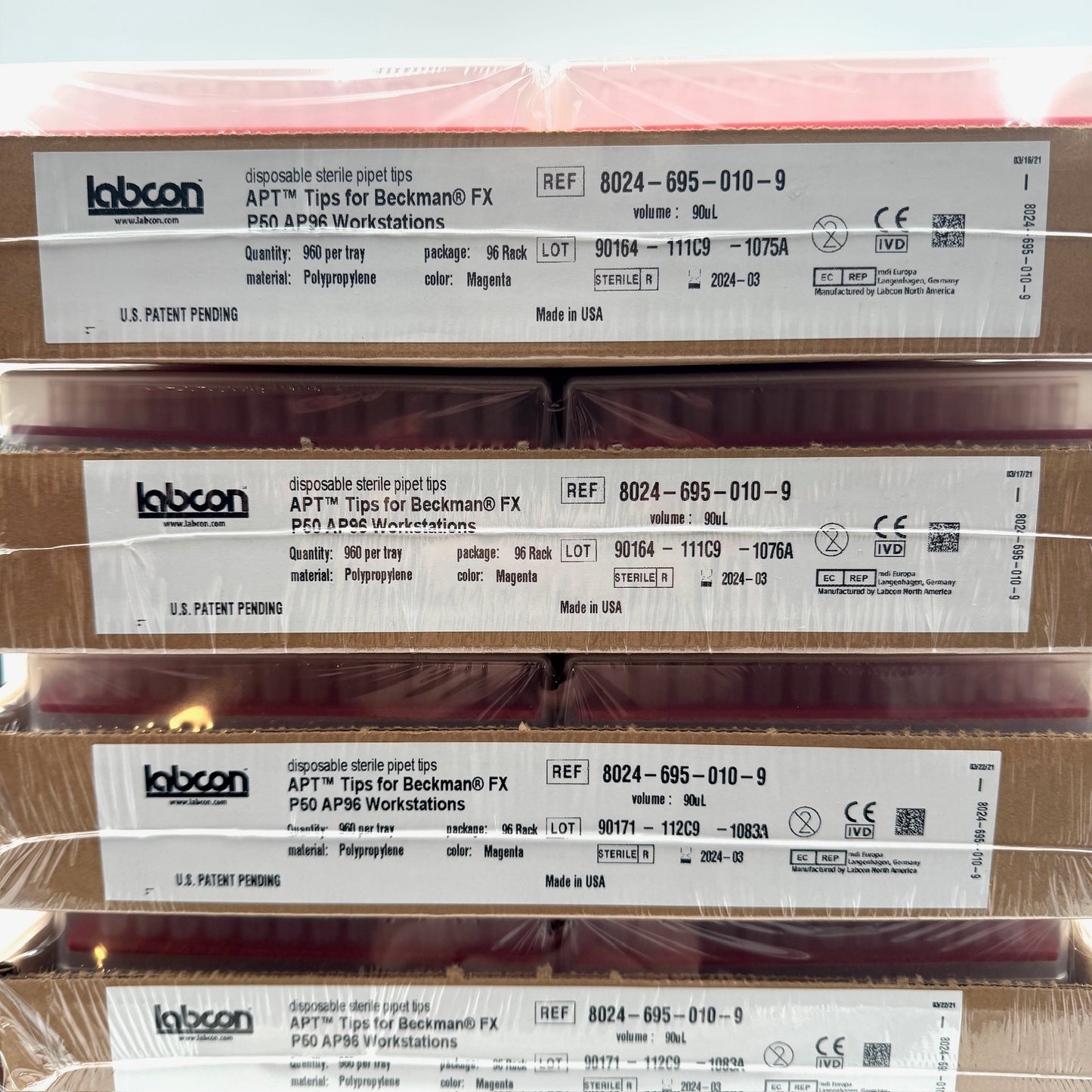 Labcon APT Tips for Beckman FX P20 AP96 Workstations - 90uL - 6 Packs of 10 Trays Each