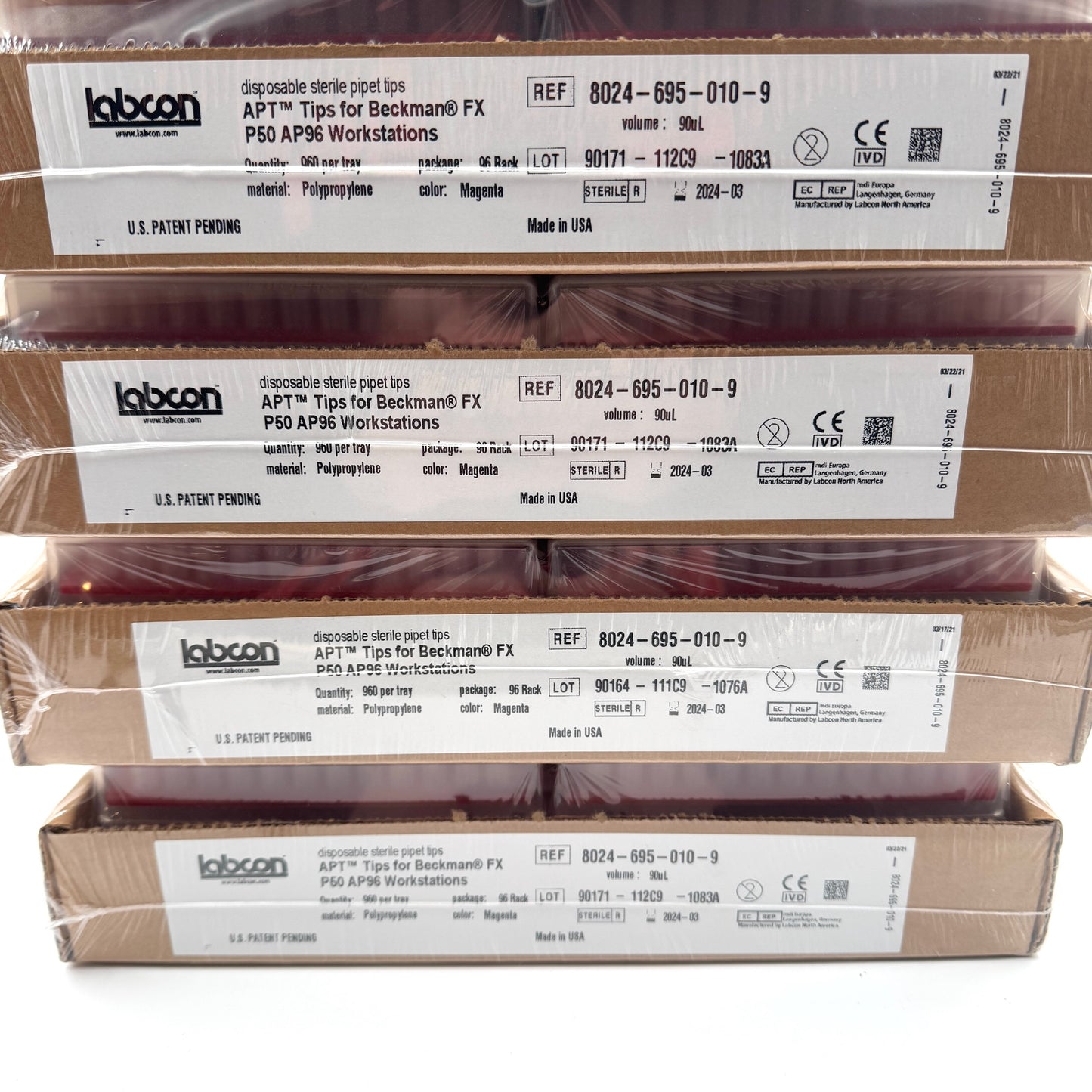 Labcon APT Tips for Beckman FX P20 AP96 Workstations - 90uL - 6 Packs of 10 Trays Each