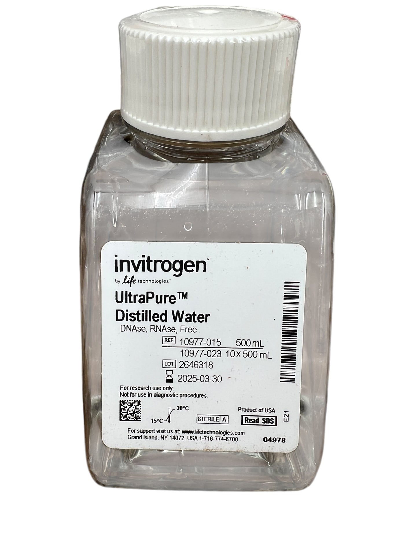 Invitrogen UltraPure Distilled Water 10977-015 10PK EXP 2025-03-30