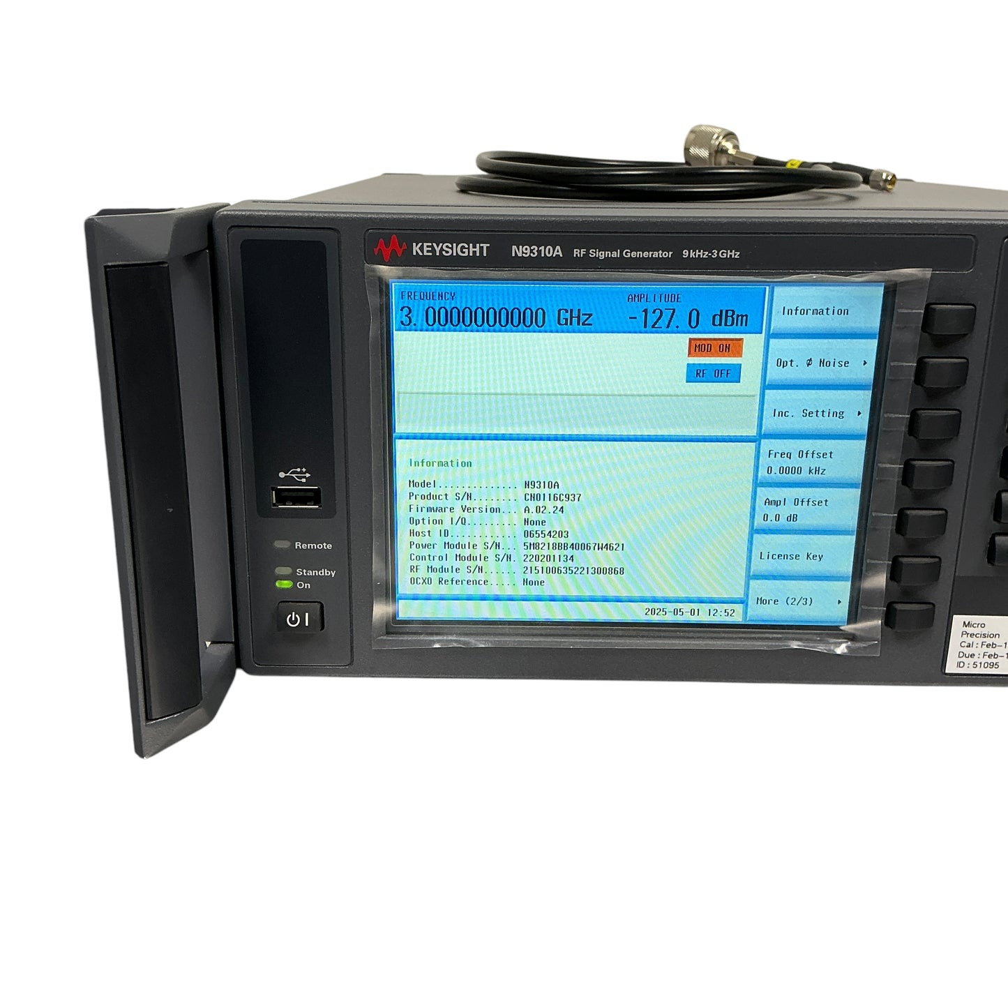 Keysight N9310A RF Signal Generator 9kHz - 3 Ghz H01