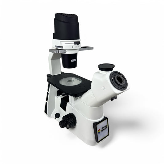 LAXCO LMI3000 Microscope Stand (LMI3-PH2) – No Objectives – Broken Binocular Head – Lamp Working