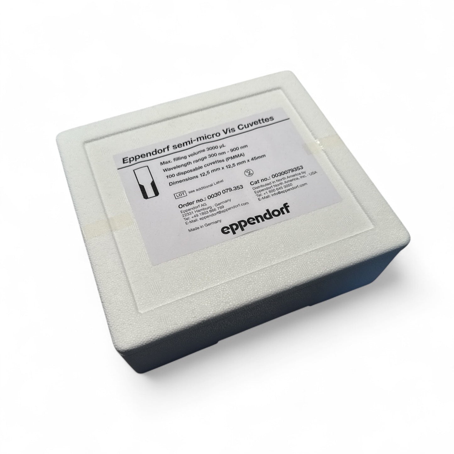Eppendorf Semi-Micro Vis Cuvettes – 800 Disposable PMMA Cuvettes (8 x 100 Boxes), 12.5 mm x 12.5 mm x 45 mm