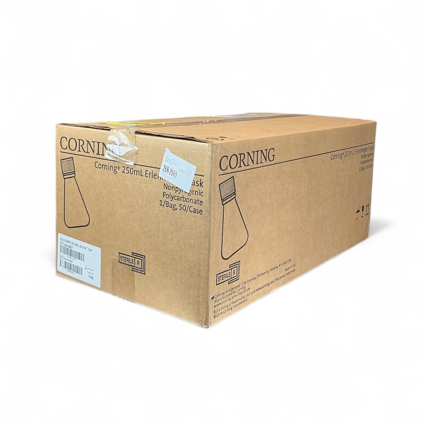 Corning 431407 250mL Erlenmeyer Flask with Vent Cap, Sterile, 50/Case