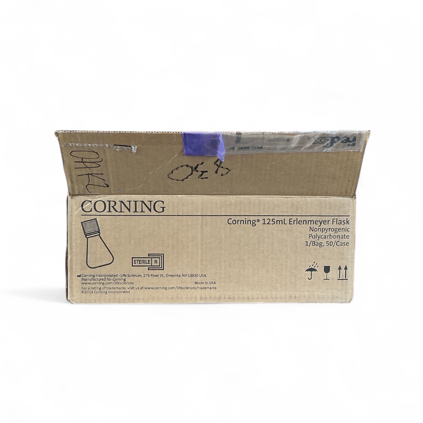 Corning 431143 125mL Erlenmeyer Flask with Vent Cap, Sterile Polycarbonate, 47/Box