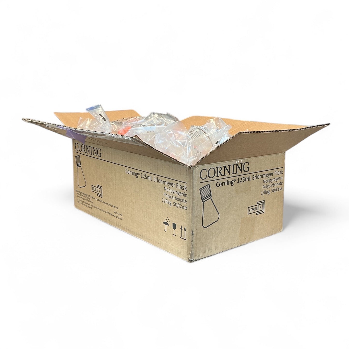 Corning 431143 125mL Erlenmeyer Flask with Vent Cap, Sterile Polycarbonate, 47/Box