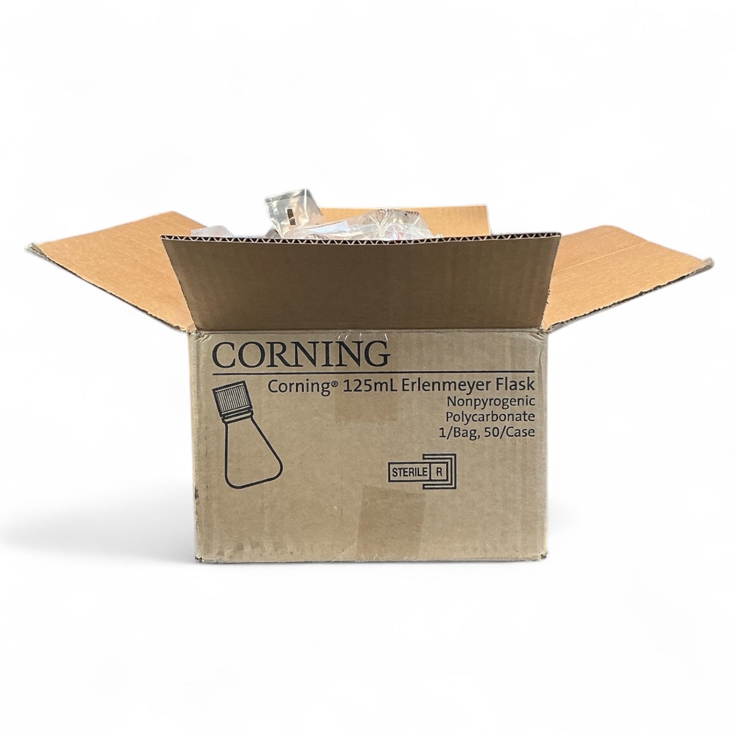 Corning 431143 125mL Erlenmeyer Flask with Vent Cap, Sterile Polycarbonate, 47/Box
