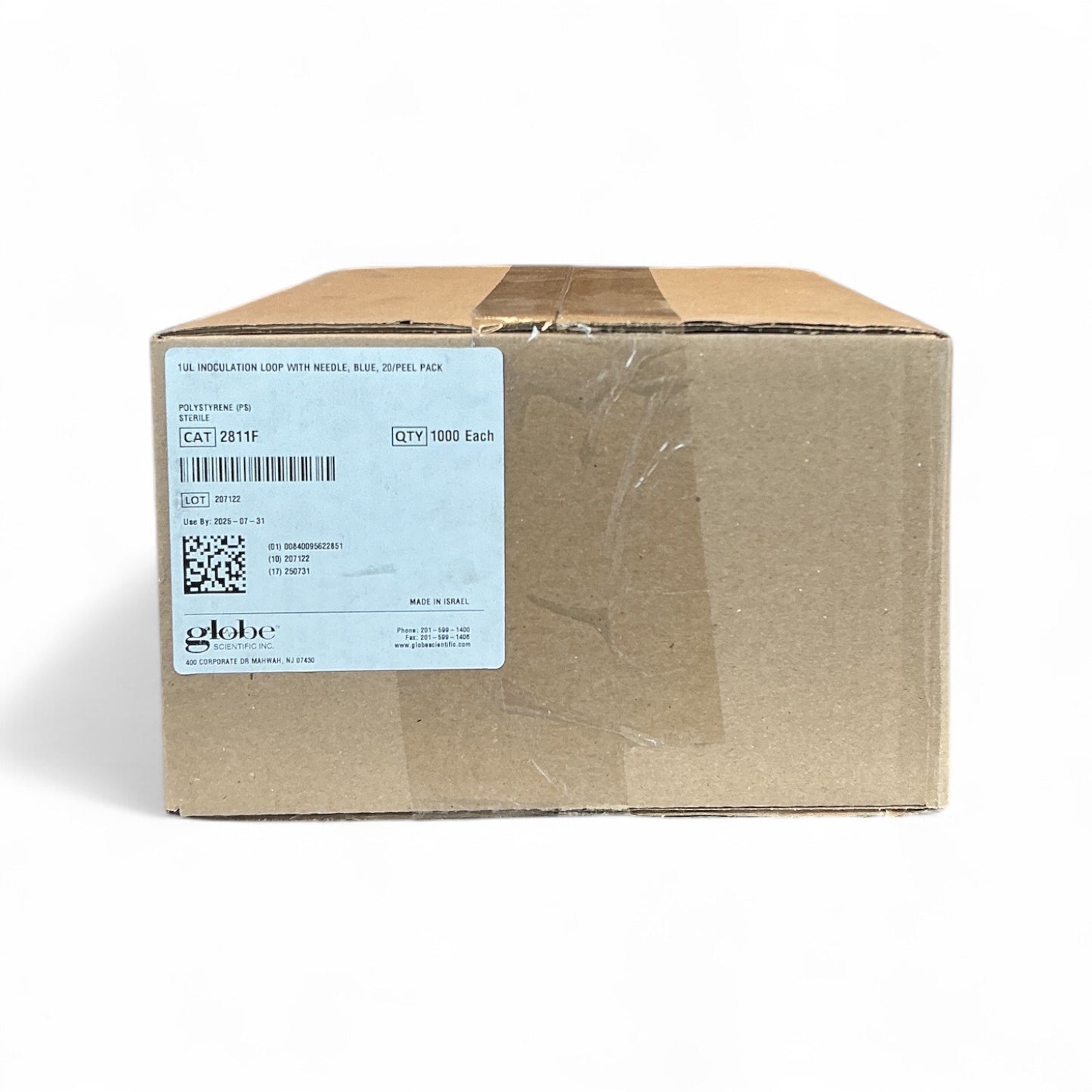 Globe Scientific 2811F Inoculation Loops with Needle, 1µL Blue, Sterile Peel-Pack, 1000/Case