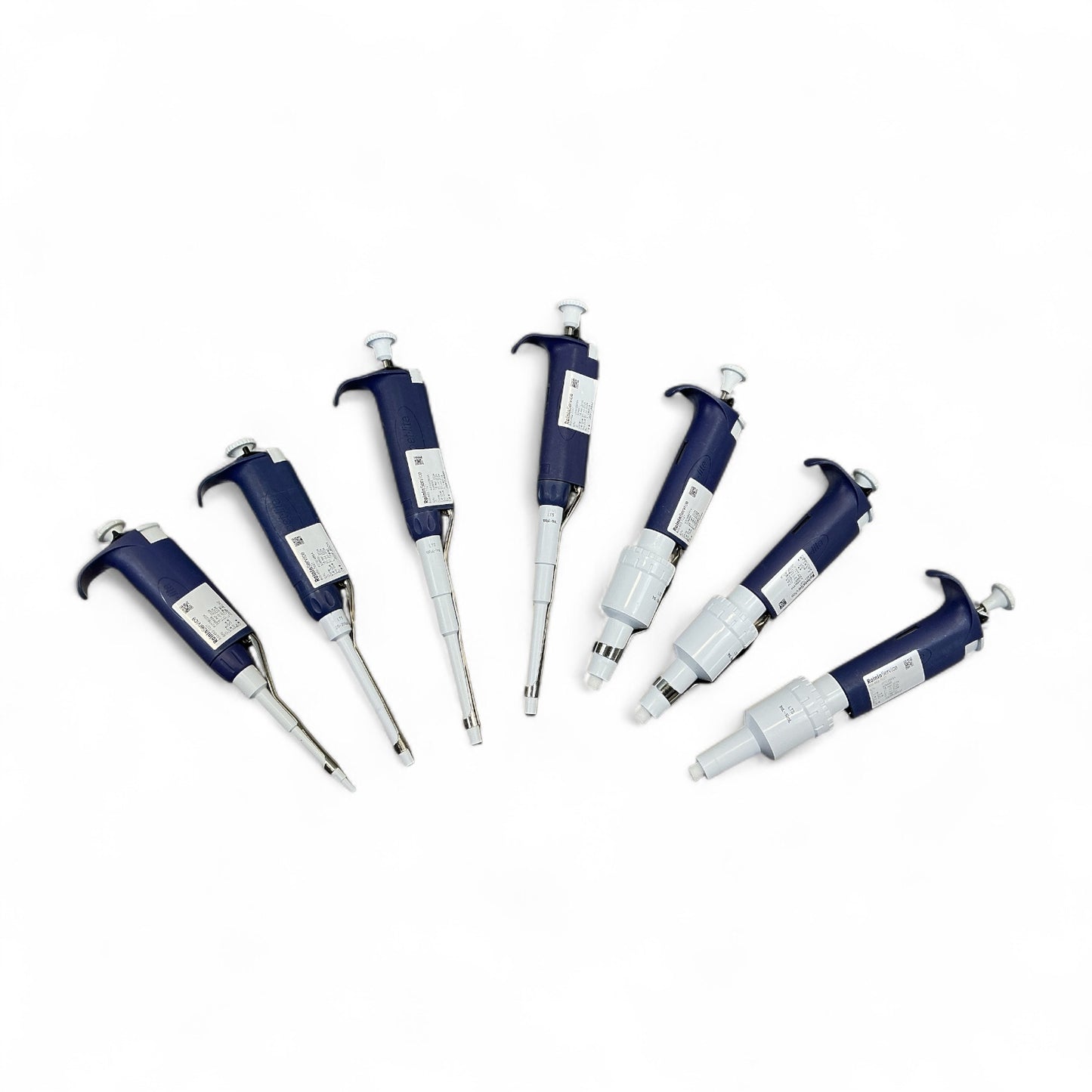 Rainin Pipet-Lite L10ML, L1000, L200, L20 Pipette Lot w/ Stand – 7 Total