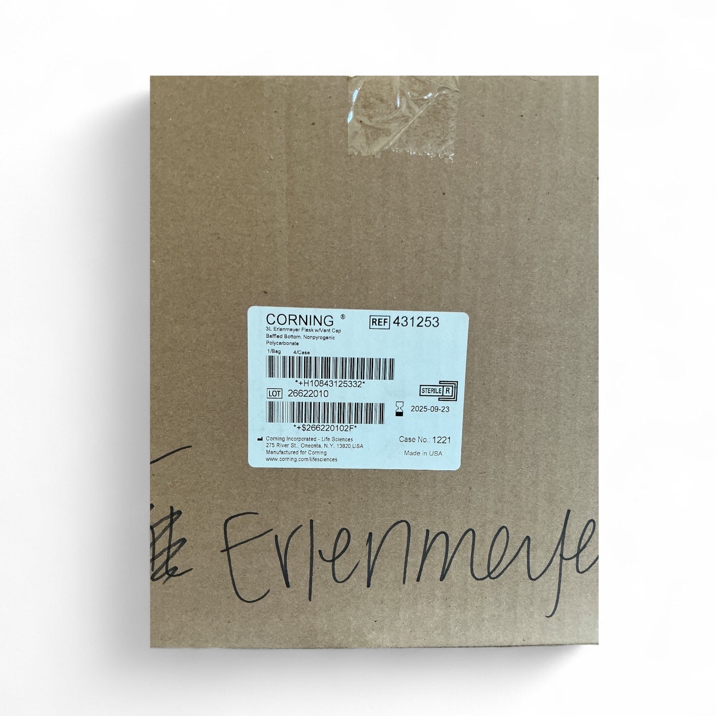 Corning 3L Erlenmeyer Flask with Vent Cap, Model 431253 – 4 Units