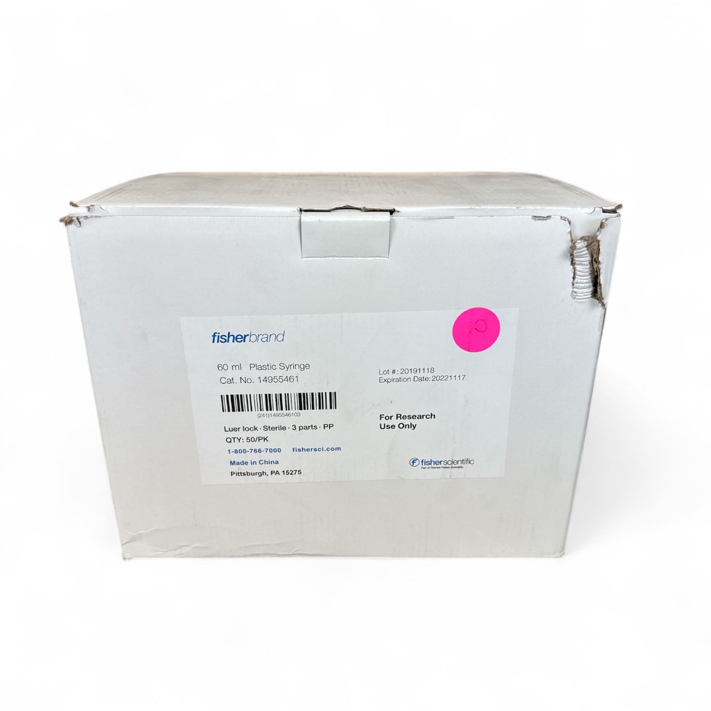 Fisherbrand 60 mL Plastic Syringe – Cat. No. 14955461 – New Open Box