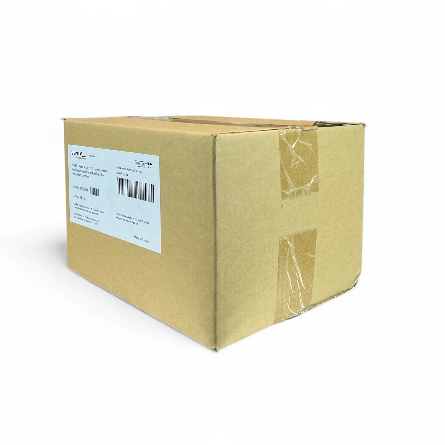 VWR Media Bottle, PETG, Sterile, 500mL – Model 89095-294 – LOT of 8 Cases (96 Bottles Total)