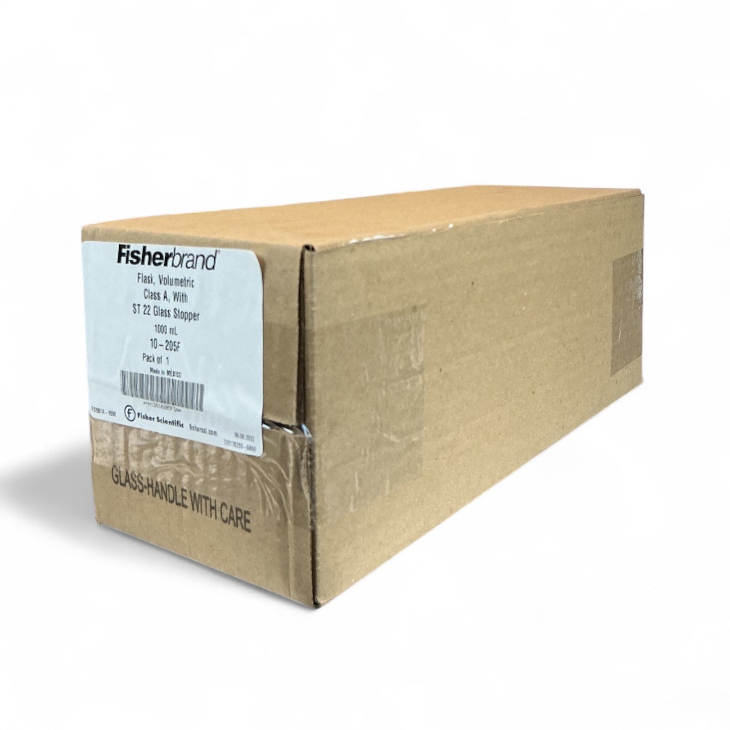 Fisherbrand 1000mL Volumetric Flask with ST 22 Glass Stopper – Model 10-205F – Lot of 2