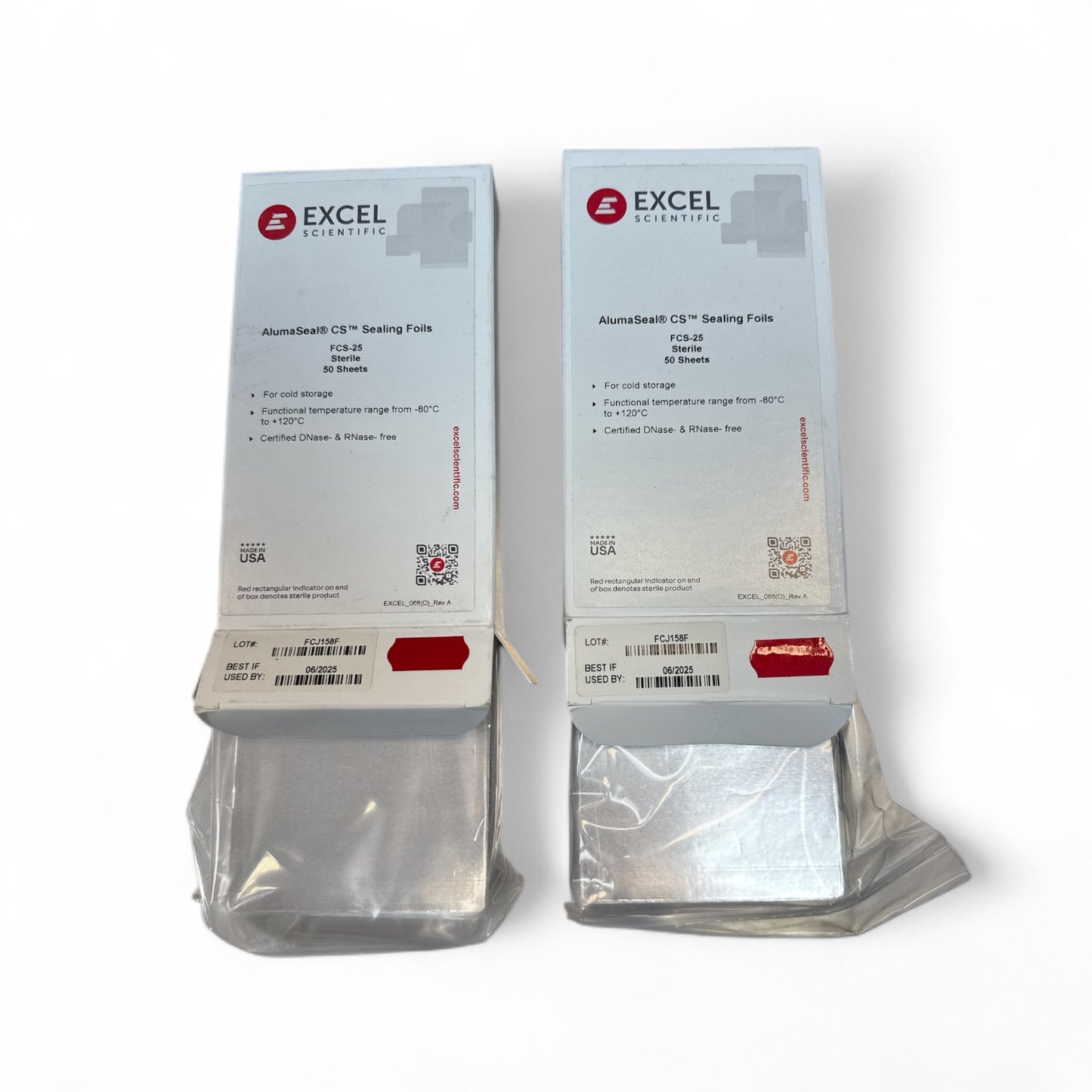 Excel Scientific Alumaseal CS Sealing Foils FCS-25 – 2 Packs of 50 Sterile Sheets
