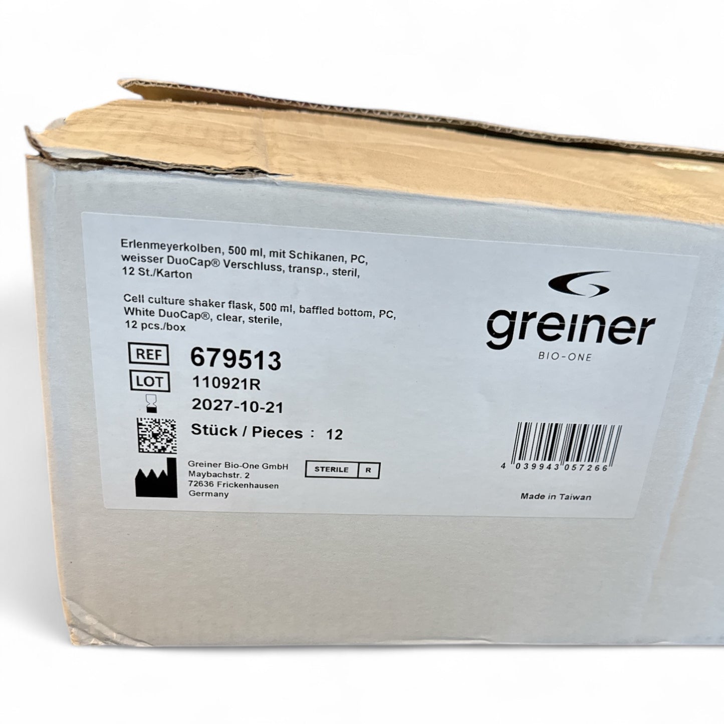 Greiner Cell Culture Shaker Flask 500mL 679513 - 12 Pieces (Best Offer!)