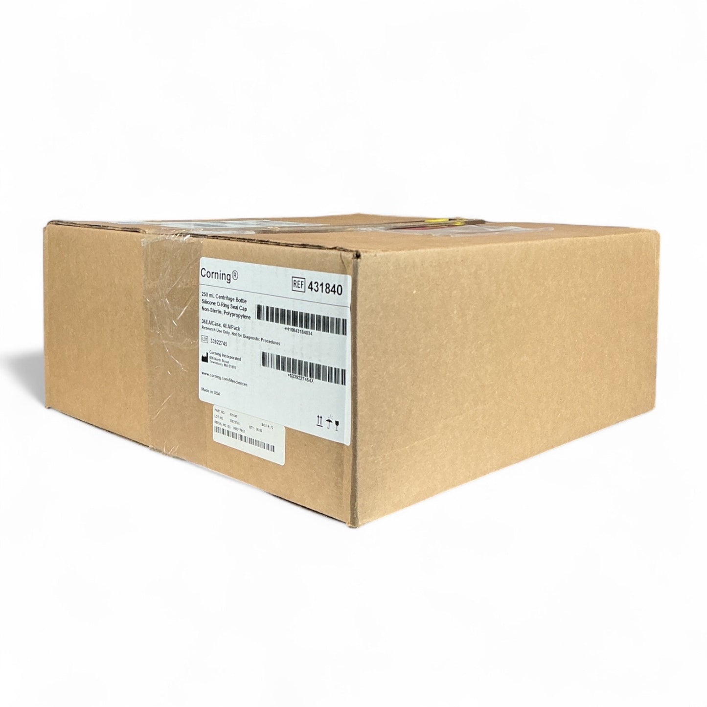Corning Centrifuge Bottle 250mL Silicone O-Ring Cap Non-Sterile REF 431840 (36 Units)(Best Offer!)