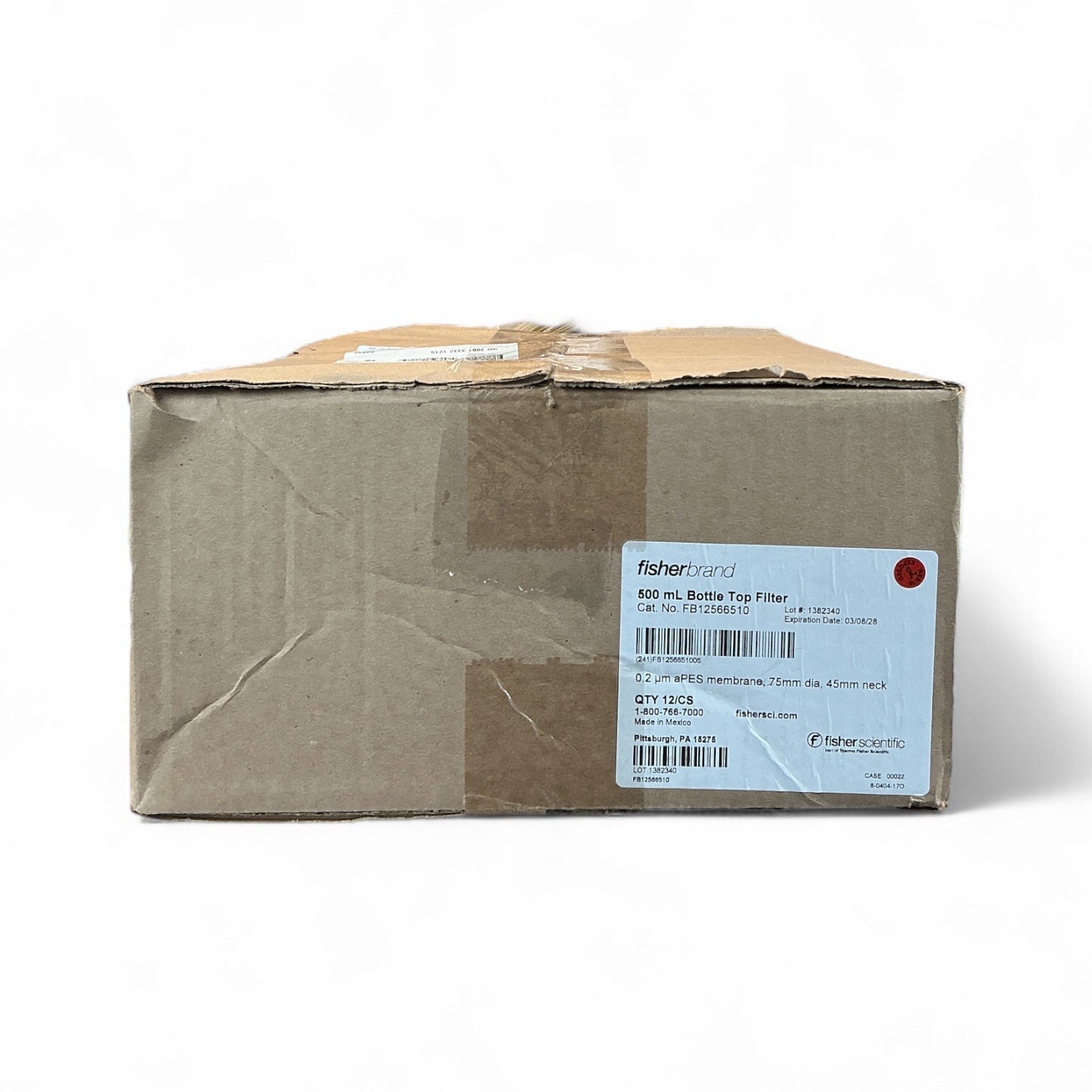 Fisherbrand FB12566510 Bottle Top Filter, 500 mL, 0.2 µm PES Membrane – 12/Case