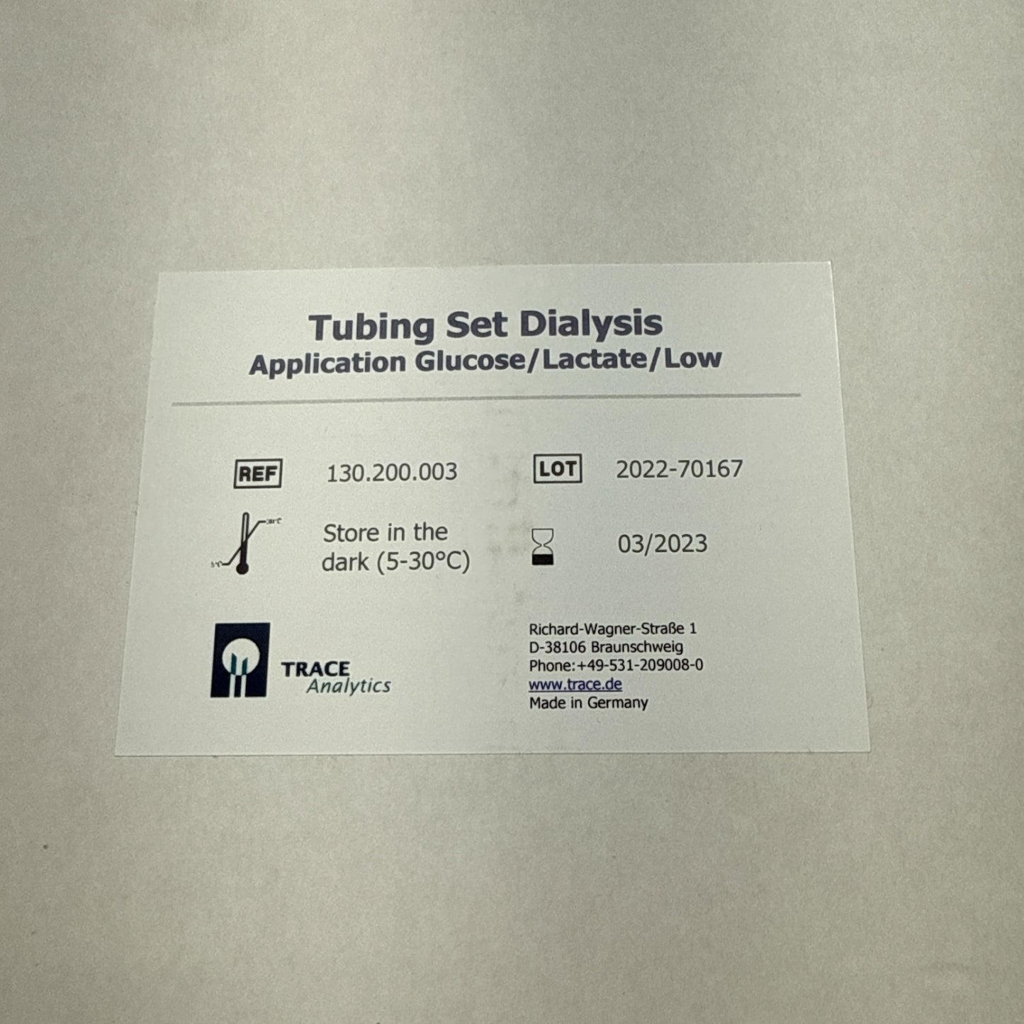 TRACE Analytics Tubing Set Dialysis 130.200.003 Glucose/Lactate (Best Offer!)