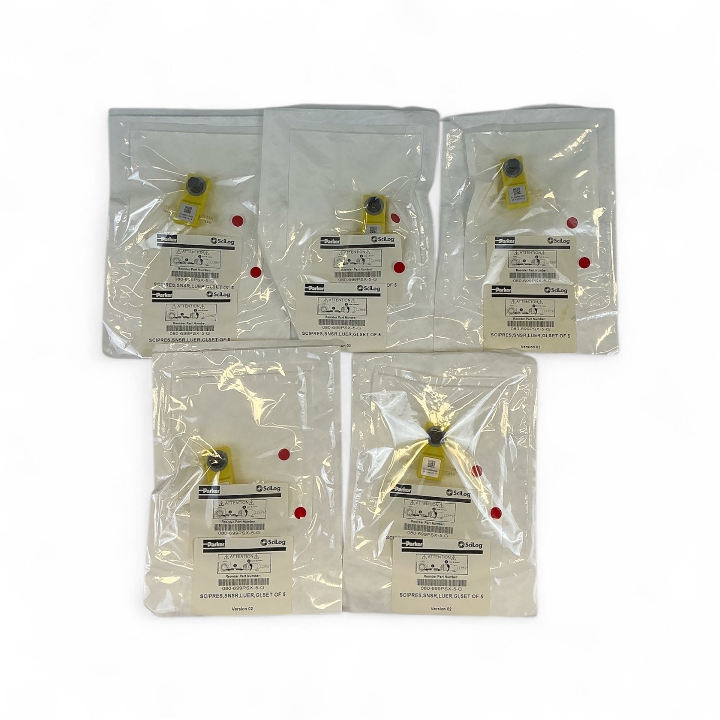 Parker SciLog SciPres Biopharm Sensor Luer GI Set of 5 080-699PSX-5-G New