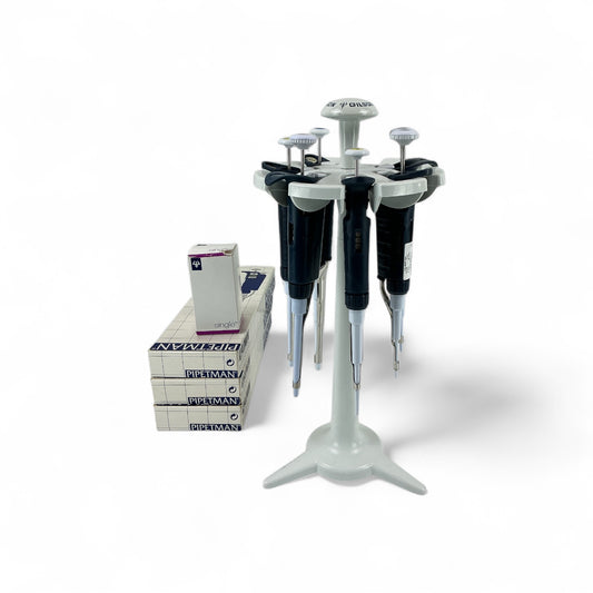 Gilson Pipetman 6-Pipette Set w/ Carousel & Wall Mount – Tested – Cal Expired