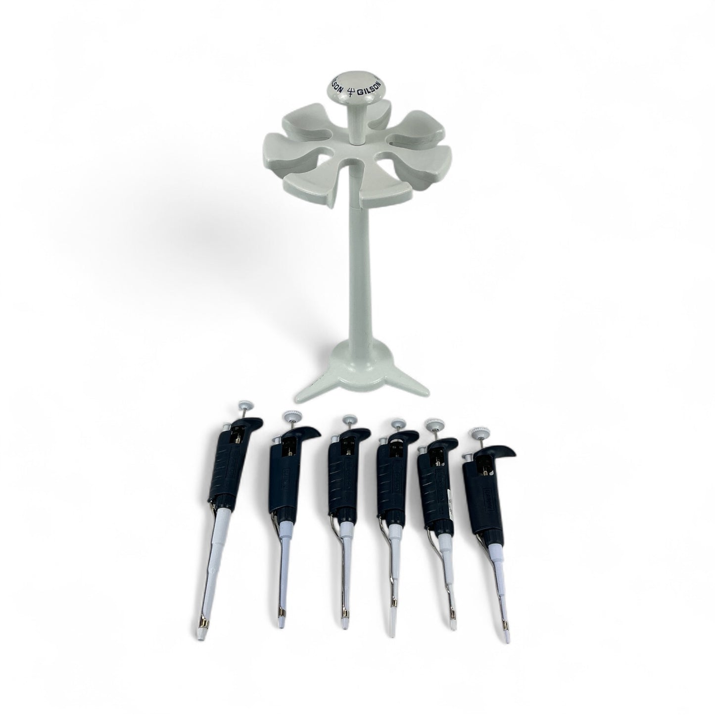 Gilson Pipetman 6-Pipette Set w/ Carousel & Wall Mount – Tested – Cal Expired
