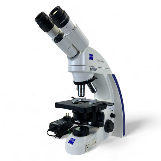 Zeiss Primo Star Microscope w/ 4x–100x Plan Objectives & Power Supply